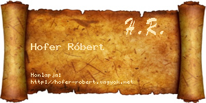 Hofer Róbert névjegykártya